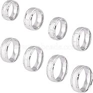 DICOSMETIC 8Pcs 8 Size 201 Stainless Steel Grooved Finger Ring for Men Women, Stainless Steel Color, Inner Diameter: US Size 5 1/4~14(15.9~23mm), 1Pc/size(RJEW-DC0001-11)