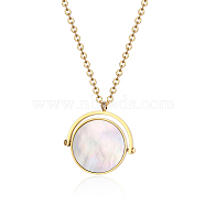 White Shell Pendant Necklaces, Stainless Steel Cable Chain Necklaces(ED7226-1)
