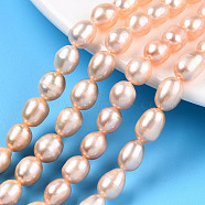 Natural Cultured Freshwater Pearl Beads Strands, Rice, Wheat, 7~14x6.8~7.5mm, Hole: 0.7~0.8mm, about 38~45pcs/strand, 14.57 inch(37cm)(PEAR-N012-07L)