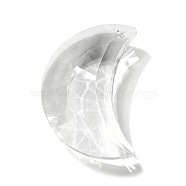 Transparent Glass Big Pendants, Faceted, Crescent Moon Charms, Clear, 50x31x15mm, Hole: 1.8mm(GLAA-G103-04)