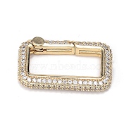 Brass Micro Pave Clear Cubic Zirconia Spring Gate Rings, Long-Lasting Plated, Rectangle, Real 18K Gold Plated, 23x13.7x3.7mm(ZIRC-F120-006G)