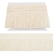 Flat Cotton Lace Trims, Tassel Trimming, Garment Accessories, Cornsilk, 4-7/8 inch(125mm)(OCOR-WH0089-09)