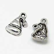 Tibetan Style Alloy Charms, Christmas Hat, Lead Free & Cadmium Free, Antique Silver, 16x10x3mm, Hole: 1.5mm, about 1380pcs/1000g(TIBE-S301-044AS-RS)
