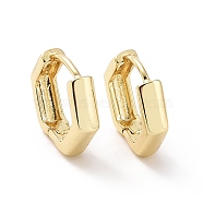 Brass Hexagon Hinged Hoop Earrings for Women, Long-Lasting Plated, Cadmium Free & Nickel Free & Lead Free, Real 18K Gold Plated, 14x15.5x3.5mm, Pin: 0.8mm(EJEW-P206-11G)