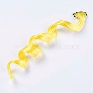 Fashion Women's Hair Accessories, Iron Snap Hair Clips, with Chemical Fiber Colorful Hair Wigs, Yellow, 50x3.25cm(PHAR-TAC0001-007)