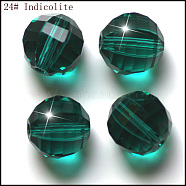 Imitation Austrian Crystal Beads, Grade AAA, Faceted, Round, Dark Cyan, 6mm, Hole: 0.7~0.9mm(SWAR-F079-6mm-24)