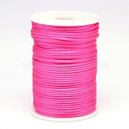 Polyester Cord, Satin Rattail Cord, for Beading Jewelry Making, Chinese Knotting, Deep Pink, 2mm, about 100yards/roll(NWIR-N009-06)