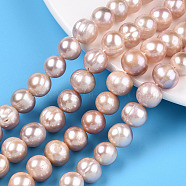 Natural Cultured Freshwater Pearl Beads Strands, Potato, Rosy Brown, 9~10.5x8.5~11mm, Hole: 0.6mm, about 39pcs/strand, 14.65~14.88 inch(37.2~37.8cm)(PEAR-N013-09B)
