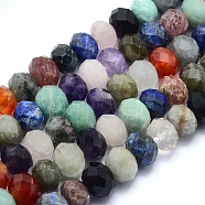 Natural Mixed Gemstone Beads Strands, Rondelle, Faceted, 9~10x6~7mm, Hole: 1mm, about 56pcs/strand, 15.3 inch(39cm)(G-O170-69C)