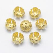 Brass Bead Caps, 5-Petal, Lead Free & Cadmium Free & Nickel Free, Flower, Raw(Unplated), 12x8mm, Hole: 1.5mm(KK-F721-119C-RS)