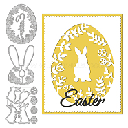 3Pcs 3 Styles Carbon Steel Cutting Dies Stencils, for DIY Scrapbooking, Photo Album, Decorative Embossing Paper Card, Stainless Steel Color, Rabbit & Easter Egg, Easter Theme Pattern, 10.4~11.2x7.3~8.9x0.08cm, 1pc/style(DIY-WH0309-716)