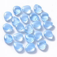 Baking Painted Glass Beads, Top Drilled Beads, Imitation Jade, Teardrop, Light Sky Blue, 12.5x10.5x5.5mm, Hole: 0.9mm(DGLA-T002-07B)