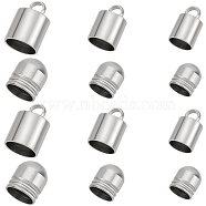 Beebeecraft 120Pcs 6 Styles 201 Stainless Steel Cord Ends, End Caps, Column, Stainless Steel Color, 6~11.5x5~8mm, Hole: 0.5~2.5mm, Inner Diameter: 4~7mm, 20Pcs/style(STAS-BBC0001-97)
