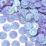 Ornament Accessories, PVC Plastic Paillette/Sequins Beads, AB Color, Flower, Slate Blue, 9x0.5mm, about 19600pcs/490g(PVC-R022-025C)