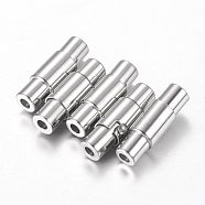 304 Stainless Steel Locking Tube Magnetic Clasps, Column Magnetic Closure, Stainless Steel Color, 16.5x4.5mm(STAS-H019)