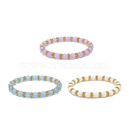 3Pcs 3 Color Natural Malaysia Jade(Dyed) & Alloy Daisy Beaded Stretch Bracelets for Women, Mixed Color, Inner Diameter: 2-1/8 inch(5.25cm), 1Pc/color(BJEW-JB08856)