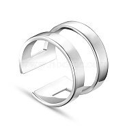 SHEGRACE Simple Fashion Rhodium Plated 925 Sterling Silver Cuff Rings, Open Rings, Platinum, Size 10, 20mm(JR154A-02)