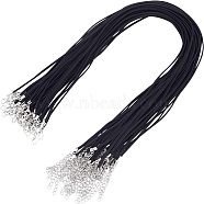 Faux Suede Necklace Cord, with Platinum Color Iron Lobster Clasps and Iron Chains, Black, 17.7 inch(450mm), 2.5x2mm, 50pcs/box(NCOR-FH0001-01)