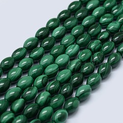 Natural Malachite Beads Strands, Oval, 9~10x6~8mm, Hole: 0.8mm, about 45pcs/strand, 15.5 inch(39.5cm)(G-F571-21-C)