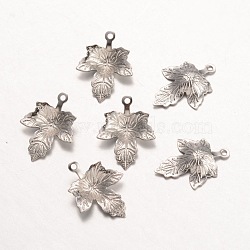 Tarnish Resistant Autumn Theme 316 Surgical Stainless Steel Pendants, Maple Leaf, Stainless Steel Color, 15.5x11x2mm, Hole: 1mm(STAS-K096-28P)