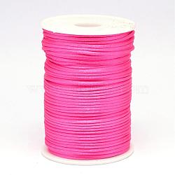 Polyester Cord, Satin Rattail Cord, for Beading Jewelry Making, Chinese Knotting, Deep Pink, 2mm, about 100yards/roll(NWIR-N009-06)