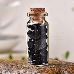 Glass Wishing Bottles, Reiki Natural Obsidian Drift Chip Beads inside for DIY Jewelry Making Home Decoration, 22x30mm(PW-WG27717-21)