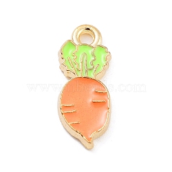 Light Gold Plated Alloy Enamel Pendants, Cadmium Free & Lead Free, Carrot Charm, Orange, 15x7x2mm, Hole: 1.5mm(ENAM-M219-09KCG-02)