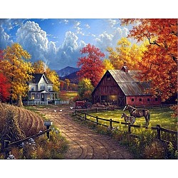 DIY Diamond Painting Kits For Kids, with Diamond Painting Cloth, Resin Rhinestones, Diamond Sticky Pen, Tray Plate and Glue Clay, Forest Farm, Mixed Color, 30x25cm(DIY-F054-05)