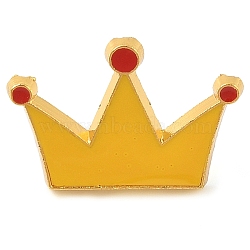 Crown Alloy Enamel Brooches, Yellow, 17x25mm(JEWB-I035-07G-04)