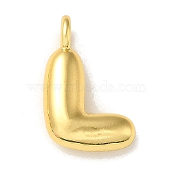 Brass Pendants, Real 18K Gold Plated, Balloon Letter Charms, Letter L, 19x13x5.5mm, Hole: 3.3mm(KK-K354-01G-L)