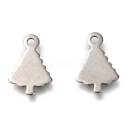 Christmas 201 Stainless Steel Charms, Christmas Tree, Stainless Steel Color, 14x9x0.7mm, Hole: 1.4mm(STAS-P266-14P)