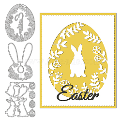 3Pcs 3 Styles Carbon Steel Cutting Dies Stencils, for DIY Scrapbooking, Photo Album, Decorative Embossing Paper Card, Stainless Steel Color, Rabbit & Easter Egg, Easter Theme Pattern, 10.4~11.2x7.3~8.9x0.08cm, 1pc/style(DIY-WH0309-716)