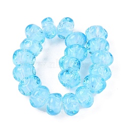 Handmade Lampwork Beads Strands, Rondelle, Light Sky Blue, 11.5~12.5x7mm, Hole: 2.5mm, about 20pcs/strand, 5.51~6''(14~15cm)(LAMP-T021-15C)
