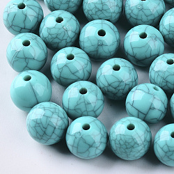 Acrylic Beads, Imitation Turquoise Style, Round, Dark Turquoise, 15.5x15mm, Hole: 2mm, about 217pcs/500g(OACR-S029-086B-02)