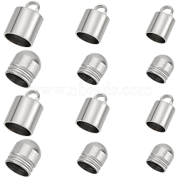 120Pcs 6 Styles 201 Stainless Steel Cord Ends, End Caps, Column, Stainless Steel Color, 6~11.5x5~8mm, Hole: 0.5~2.5mm, Inner Diameter: 4~7mm, 20Pcs/style(STAS-BBC0001-97)