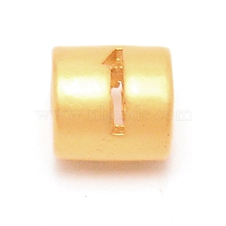 Alloy Beads, Column with Hollow Number, Matte Gold Color, Number, 6.5x6mm, Hole: 3.3mm(FIND-TAC0002-013-01)