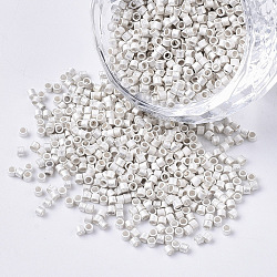 11/0 Grade A Glass Seed Beads, Cylinder, Uniform Seed Bead Size, Matte Metallic Colours, WhiteSmoke, 1.5x1mm, Hole: 0.5mm, about 20000pcs/bag(SEED-S030-0335)