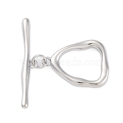 Brass Toggle Clasps, Triangle, Platinum, 29x32x3mm, Hole: 1.6mm(KK-Z084-06P)