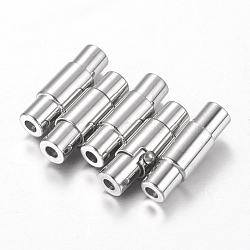 Tarnish Resistant 304 Stainless Steel Locking Tube Magnetic Clasps, Column Magnetic Closure, Stainless Steel Color, 16.5x4.5mm(STAS-H019)