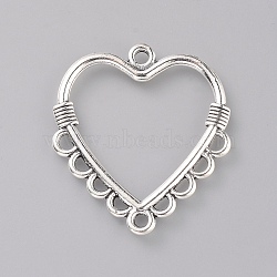 Tibetan Style Zinc Alloy Chandelier Component Links, Heart, Antique Silver, 30x27x2mm, Hole: 1.8mm(X-PALLOY-E564-30AS)