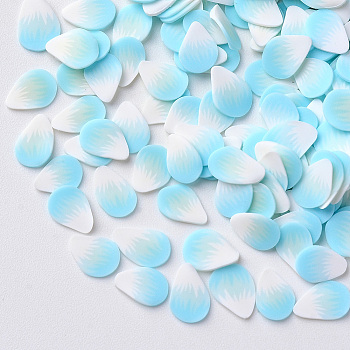 Handmade Polymer Clay Nail Art Decoration Accessories, Petal, Pale Turquoise, 5~7.5x4~6x0.3~1mm, about 100000pcs/1000g.