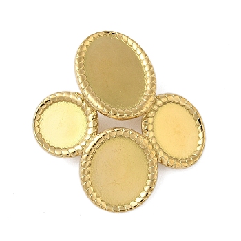 304 Stainless Steel Pendant Cabochon Settings, Flat Round with Oval Charms, Ion Plating(IP), Real 18K Gold Plated, Tray: 8~15x8x10mm, 32x30x8.5mm, Hole: 5.5x3mm