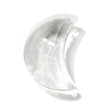 Transparent Glass Big Pendants, Faceted, Crescent Moon Charms, Clear, 50x31x15mm, Hole: 1.8mm