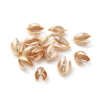 Brass Peg Bails Pendants, For Half Drilled Beads, Flower, Real 18K Gold Plated, 15.5x10.5x11mm, Hole: 0.8mm, Pin: 1mm