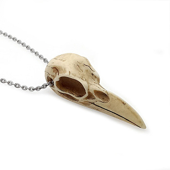 Resin Pendant Necklaces, with Alloy Chains, Bird, Navajo White, 23.62 inch(60cm)