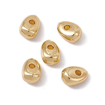 Rack Plating Brass Beads, Long-Lasting Plated, Cadmium Free & Nickel Free & Lead Free, Oval, Real 18K Gold Plated, 8x5.5x4.5mm, Hole: 1.6mm