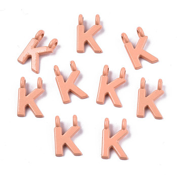 Spray Painted Alloy  2-Loop Link Pendants, Cadmium Free & Lead Free, Letter, Letter.K, 13.5x8.5x1.5mm, Hole: 2mm