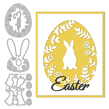 3Pcs 3 Styles Carbon Steel Cutting Dies Stencils, for DIY Scrapbooking, Photo Album, Decorative Embossing Paper Card, Stainless Steel Color, Rabbit & Easter Egg, Easter Theme Pattern, 10.4~11.2x7.3~8.9x0.08cm, 1pc/style