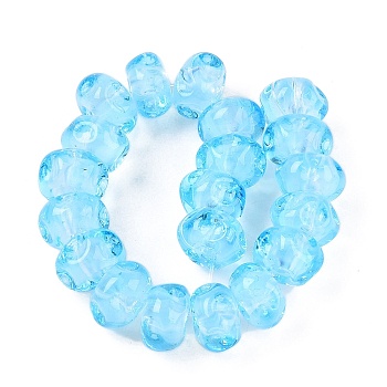 Handmade Lampwork Beads Strands, Rondelle, Light Sky Blue, 11.5~12.5x7mm, Hole: 2.5mm, about 20pcs/strand, 5.51~6''(14~15cm)