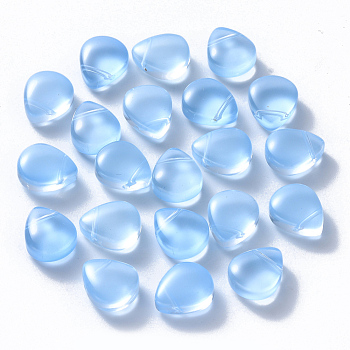 Baking Painted Glass Beads, Top Drilled Beads, Imitation Jade, Teardrop, Light Sky Blue, 12.5x10.5x5.5mm, Hole: 0.9mm